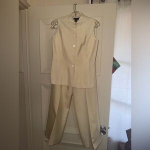 Ann Taylor Cream Sleeveless Pantsuit